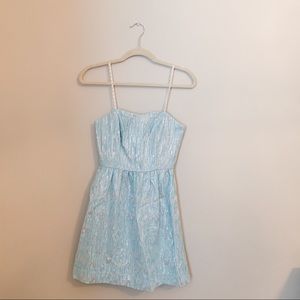 Lilly Pulitzer Metallic Blue Brocade Dress Size 0